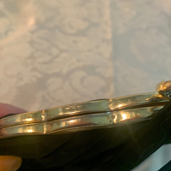 Vintage Harry Levine (HL) Small Fabric Black Clutch with Center Handle - Picture 10 of 16